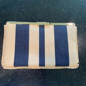 J Crew Blue Woven Striped Clutch